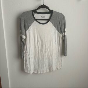 J. Crew White and Gray Raglan Tee
